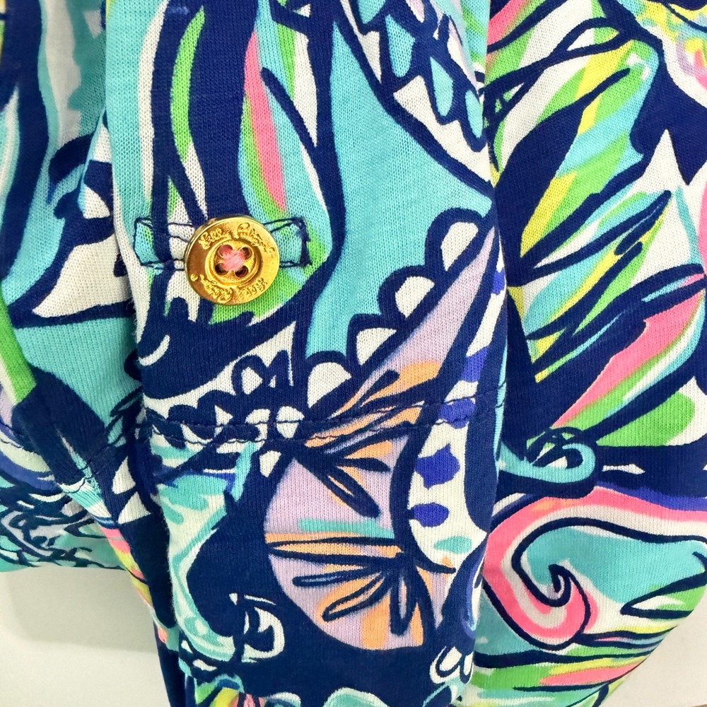 Lilly Pulitzer Edna Swing Dress Women Medium Blue Hanging With Fronds Paisley - Picture 7 of 7
